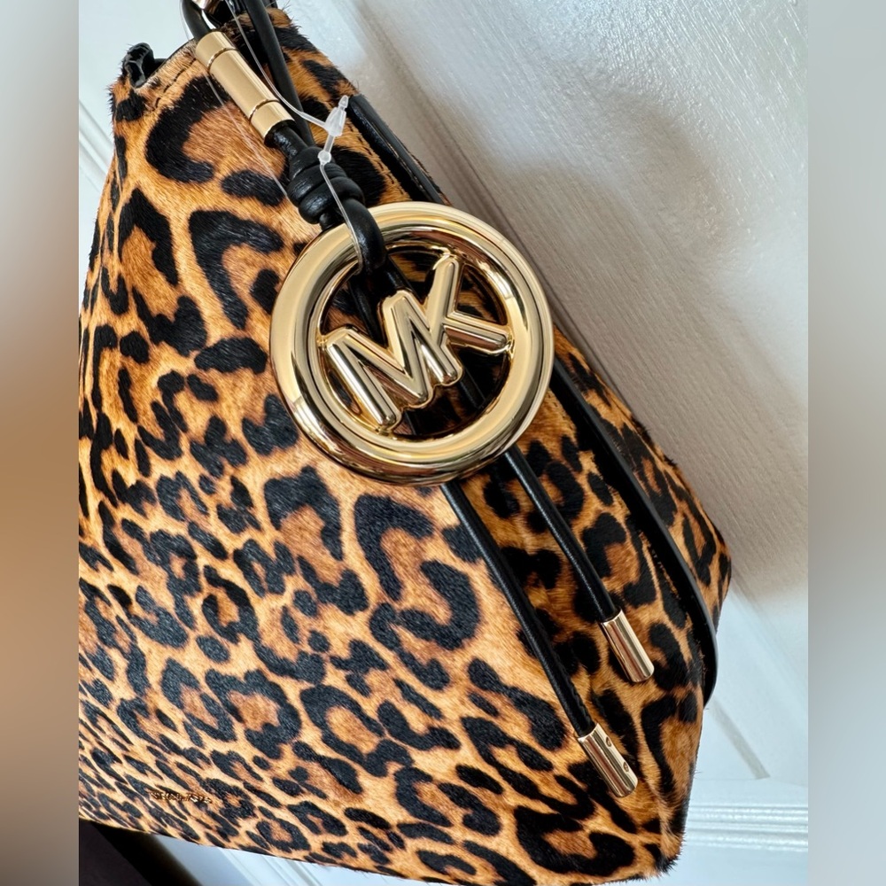Michael Kors Nolita Medium Leopard Print Calf Hair Convertible Shoulder Bag NWT - Picture 5 of 16